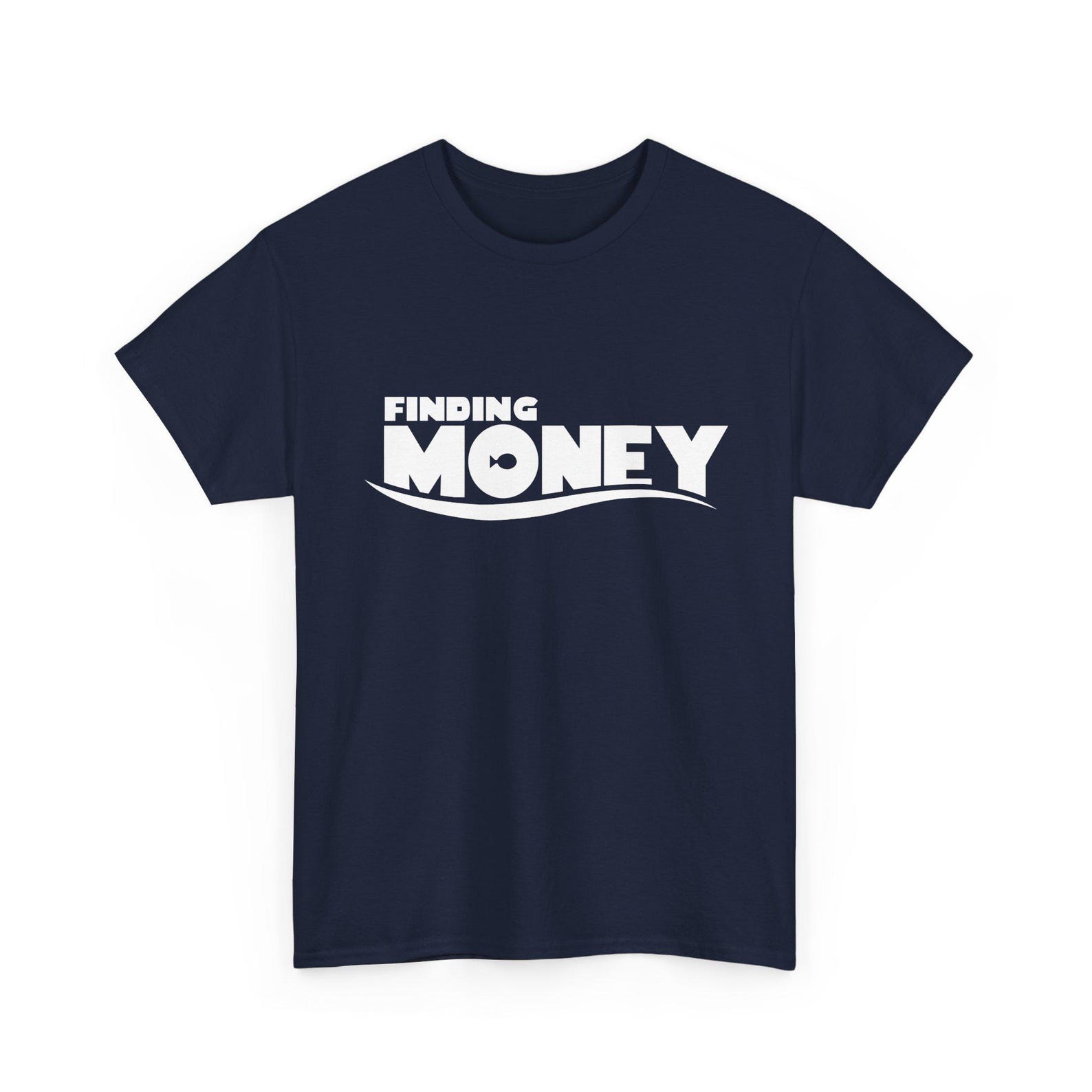 Finding Money T-Shirt | Animated Fish Style, Ocean Cartoon Inspired Funny Shirt, Parody Tee L