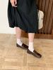 Retro loafers women's new British style one-pedal small leather shoes round head thick heel suede single shoes
