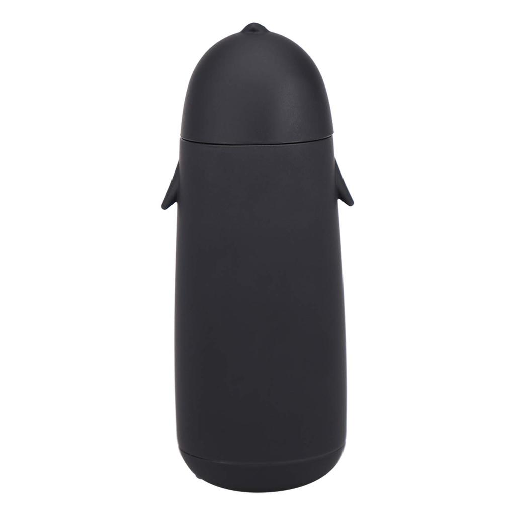 J-ouuo 300ml Portable Cute Penguin Glass Water Bottle Double-Layer Mug Travel Cup (Black)