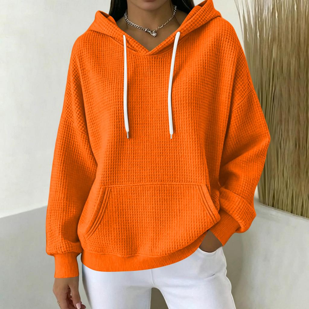 Women's Long Sleeve Hooded Pullover Sweatshirt with Pockets Color