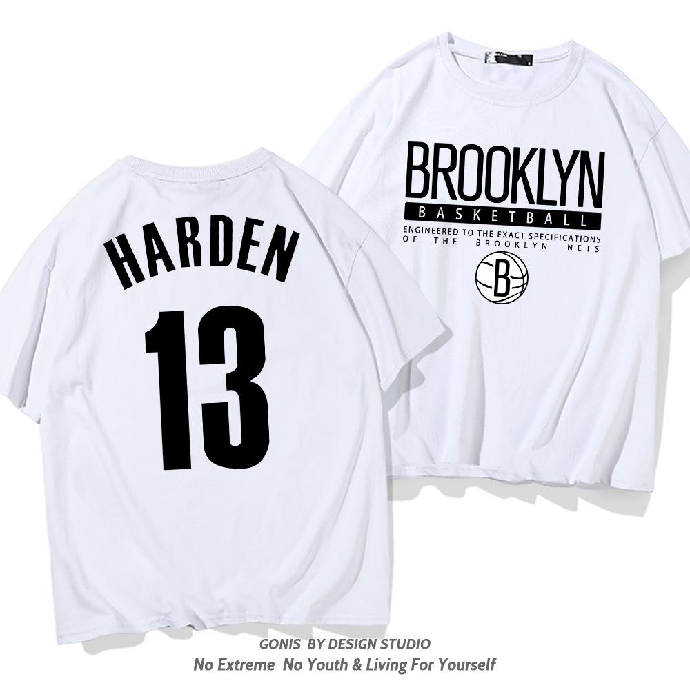 Nets Harden No. 13 Short-sleeved T-shirt Men's and Women's Trendy Youth Basketball Training Clothes Pure Cotton Casual Half-sleeved Clothes