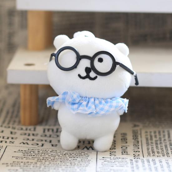 Puppenanhänger mit Brille Denkender Bär Puppe Schlüsselanhänger Anhänger Schultaschenzubehör Weicher Samt