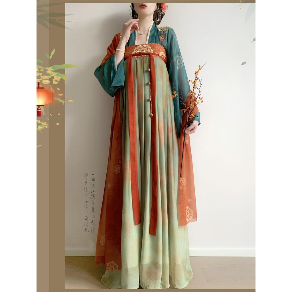 China Restores Tang Dynasty Style Hanfu Traditional Embroidered Elegant Daily Suit For Women