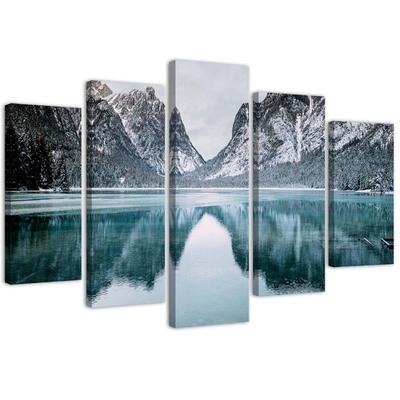 Five Piece Picture Canvas Print, Mountain Landscape