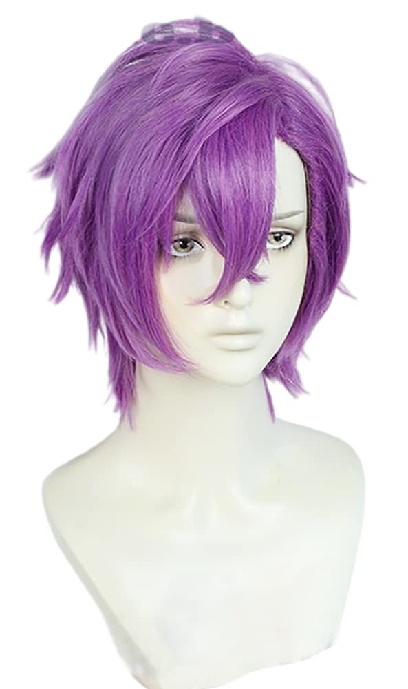 Cosplay Wig Featuring Adonis Perfect for with a Special Net and Perfect for Halloween and Other Heat-resistant Otogari, Disguise, Comb. Purple,