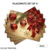 4pcs/6pcs, Christmas Bow Bauble Xmas Placemats, Table Mats for Kitchen, Home Decoration, Suitable for Daily Holiday Kitchen Banquet Party Table Decora