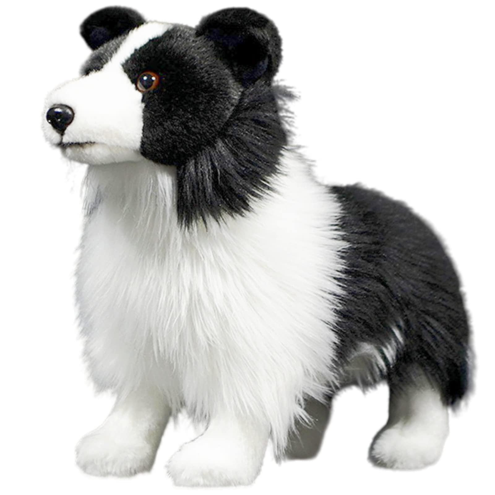 

lilizzhoumax Плюшевая игрушка Бордер-колли, Реалистичная плюшевая собака, Супермягкая плюшевая игрушка для девочек, детей, домашнего декора (Черно-белый, 11 дюймов), Средняя