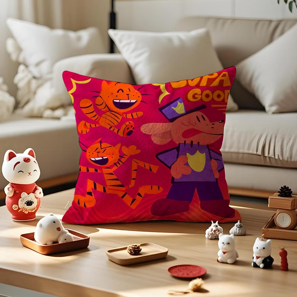 DOG MAN Anime Cushion Cover Anti-dustmite Pillowcase Invisible Zipper Silky Short Plush Sofa Cushion Cover