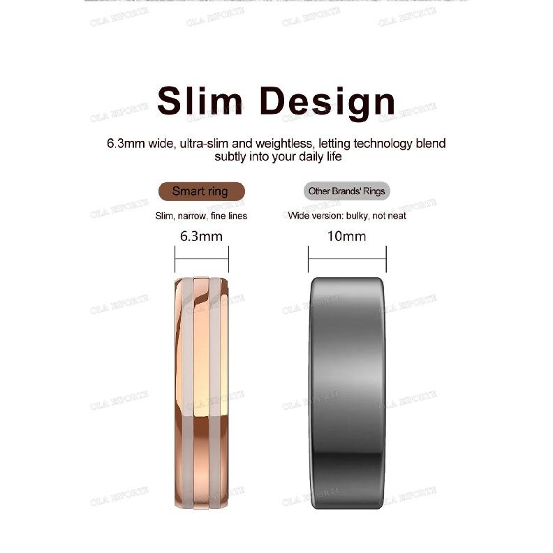 New 6.3mm Thin Smart Ring Health Monitor Smartring Outdoor Waterproof Ring Heart Rate Body Temperature Monitoring Sports rings