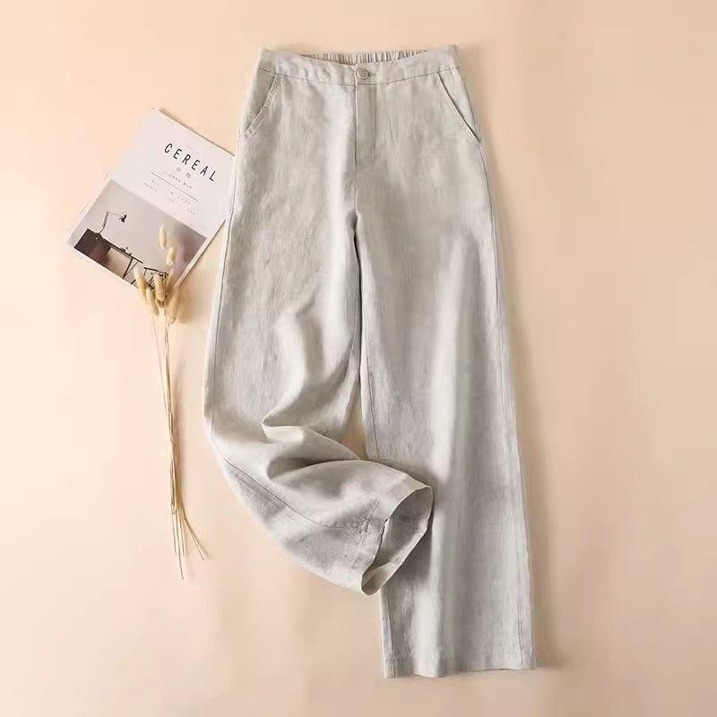 

Women s High Waist Linen Wide-Leg Pants - 2026 New Style, Slimming, Casual, Cropped, and Straight Leg. S (95-105 lbs)