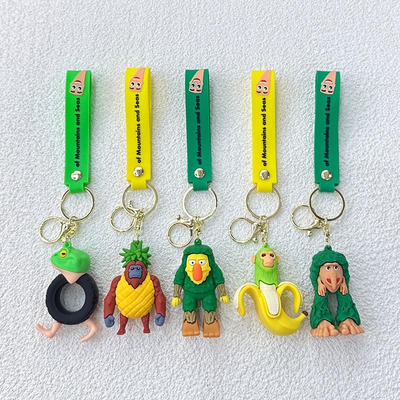 Italian New Brainrot Cartoon Keyring Tung Tung Tung Sahur Car Keychain Funny Meme Anime Cute Key Ring Creative Pvc Pendant Toy