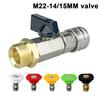 M22-14/15MM Adapter with Ball Valve & 1/4" Quick Connect - On/Off Switch for High Pressure Wash Hose
