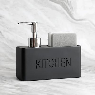 Acessórios de cozinha modernos Conjunto dispensador de sabão Dispensador de sabonete líquido para mãos Bomba de garrafa Escovas Segura e armazena Esponjas Esfregões