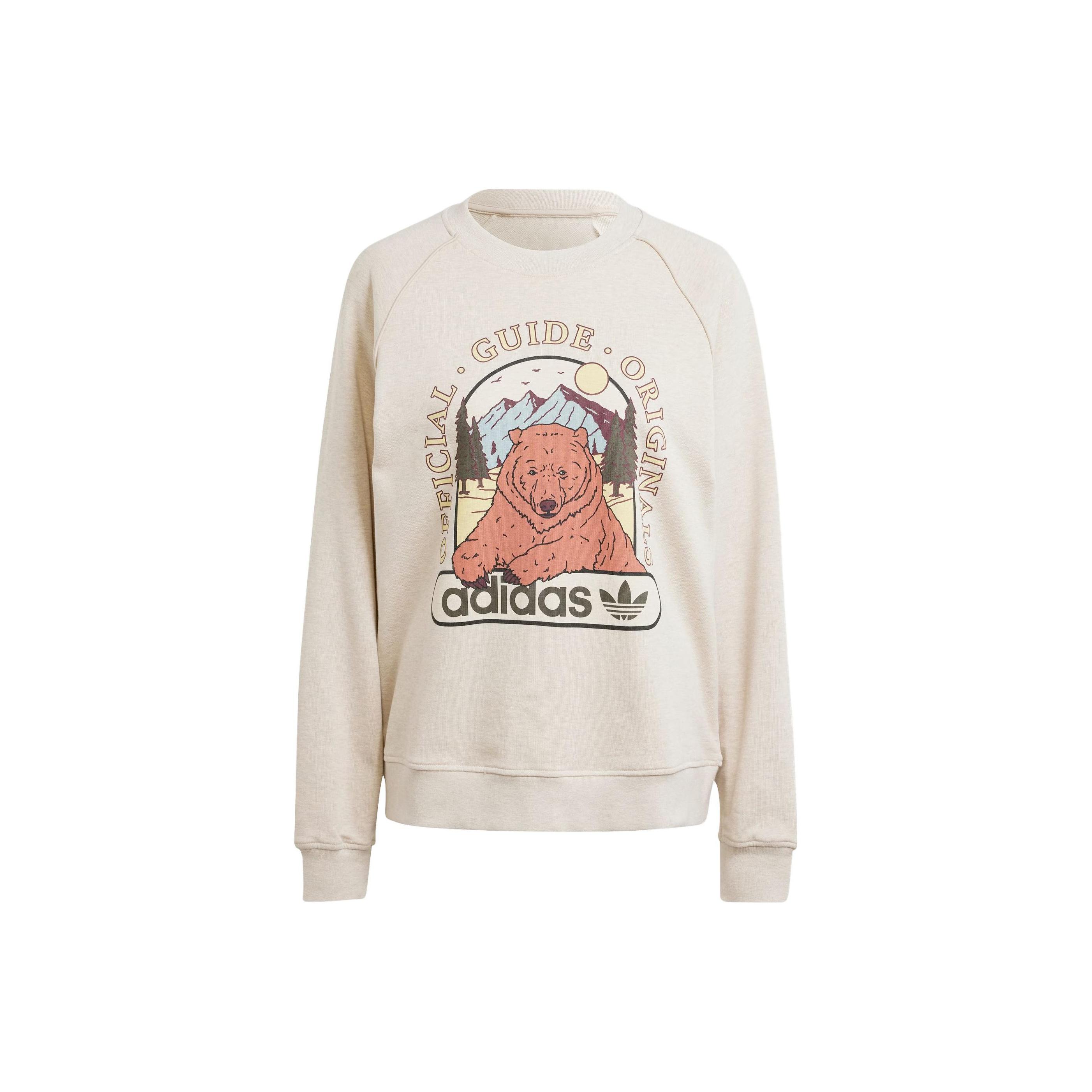 Женский свитшот с графикой медведя Adidas Originals Свитшот Светло-хаки II5653 XS