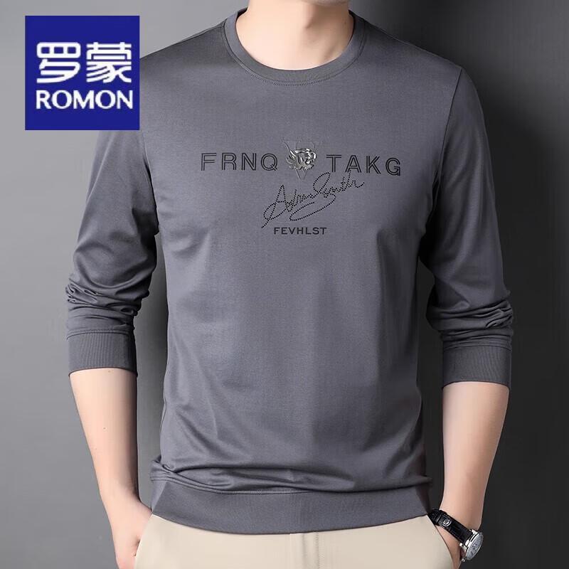 Romon Men s Ice Silk Mercerized Cotton Crew Neck Long Sleeve T-shirt L