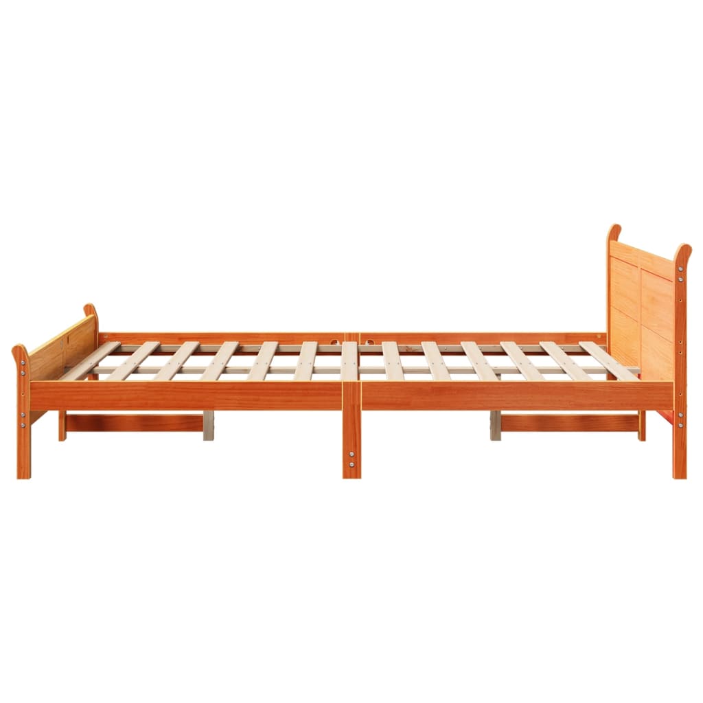 Solid Wood Bed Without Mattress Wax Brown 120 X 190 Cm Pine Wood