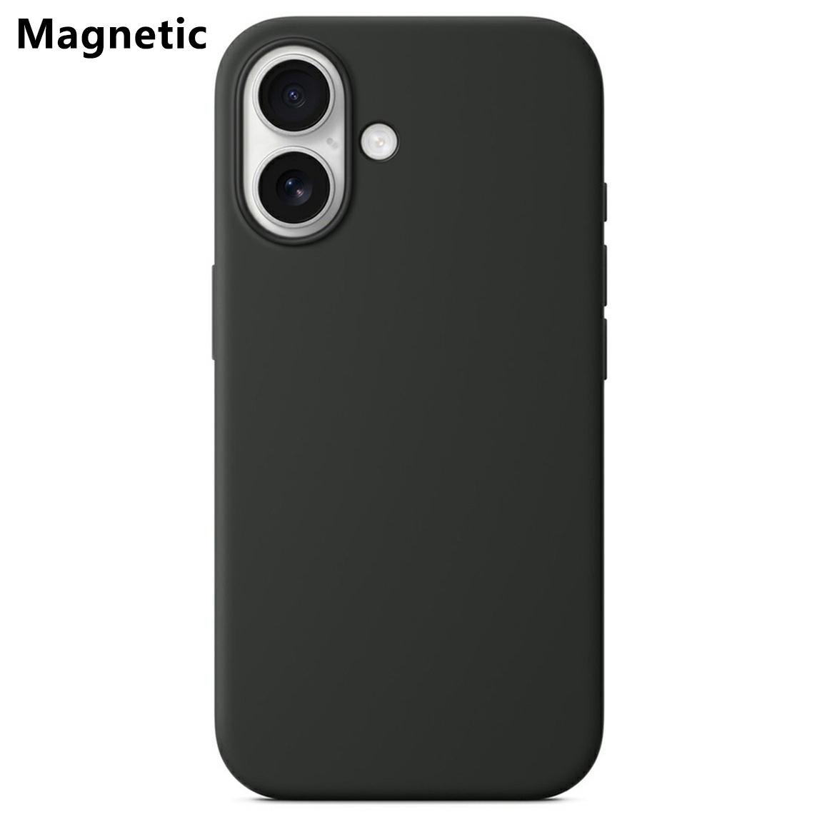

For iPhone 16 Plus Compatible with MagSafe Liquid Silicone Phone Back Cover (No Logo) Black