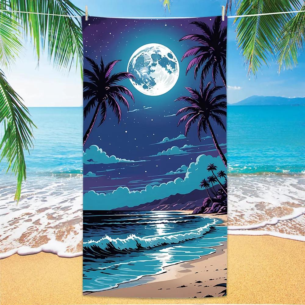 

Coconut Tree Print Beach Towel, Digital Printing Thin Quick-Dry Anti-Sand Microfiber Lightweight for Swim Yoga Travel Gym Gift W40*H60(CM)
