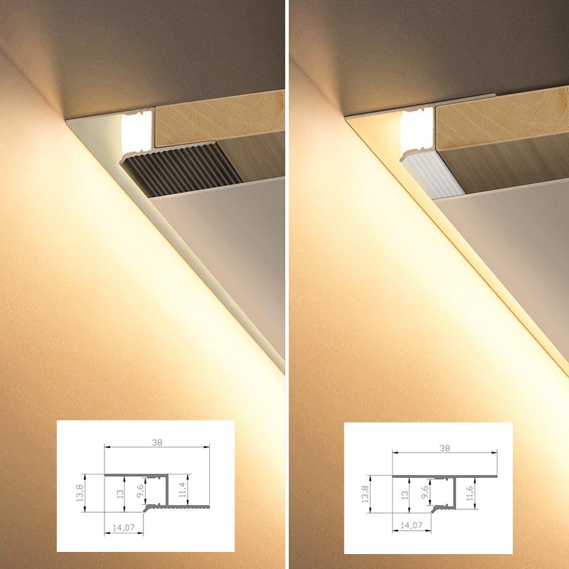 0.5m/1m Ceiling Top Corner LED Aluminum Profile Frameless Embedded Channel Luminous Plaster Line Wall Washing Decor Linear Light