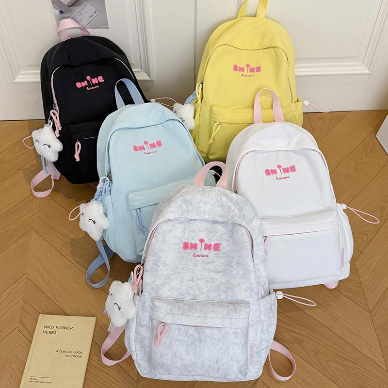 Schoolbag New Schoolbag Female Junior High School Students High Value Ins Japanese Cute Backpack Casual Lightweight Simple Travel Backpack