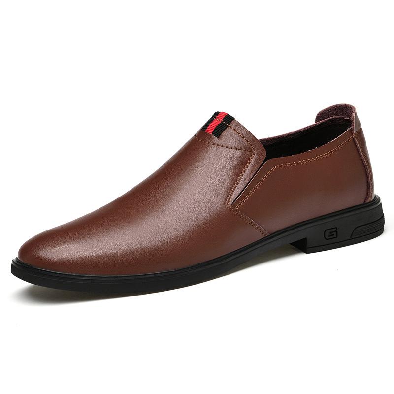 Men's Casual Cowhide Slip-on Loafers - Spring and Autumn Leather Shoes, Large Size Lazy Fit