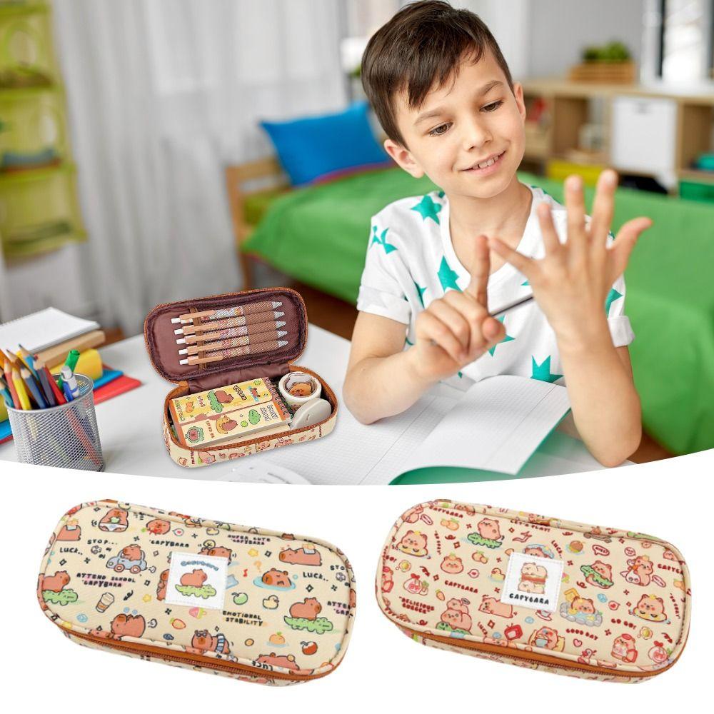 

Cartoon Pattern Capybara Pencil Case Canvas Pen Box New Pencil Bag 1