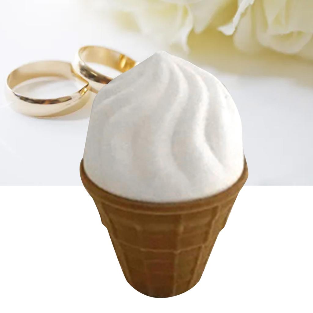 Ice Cream Shape Ring Box Lovely Large Capacity Storage Ice Cream Earring Case for Daily Life White Brown