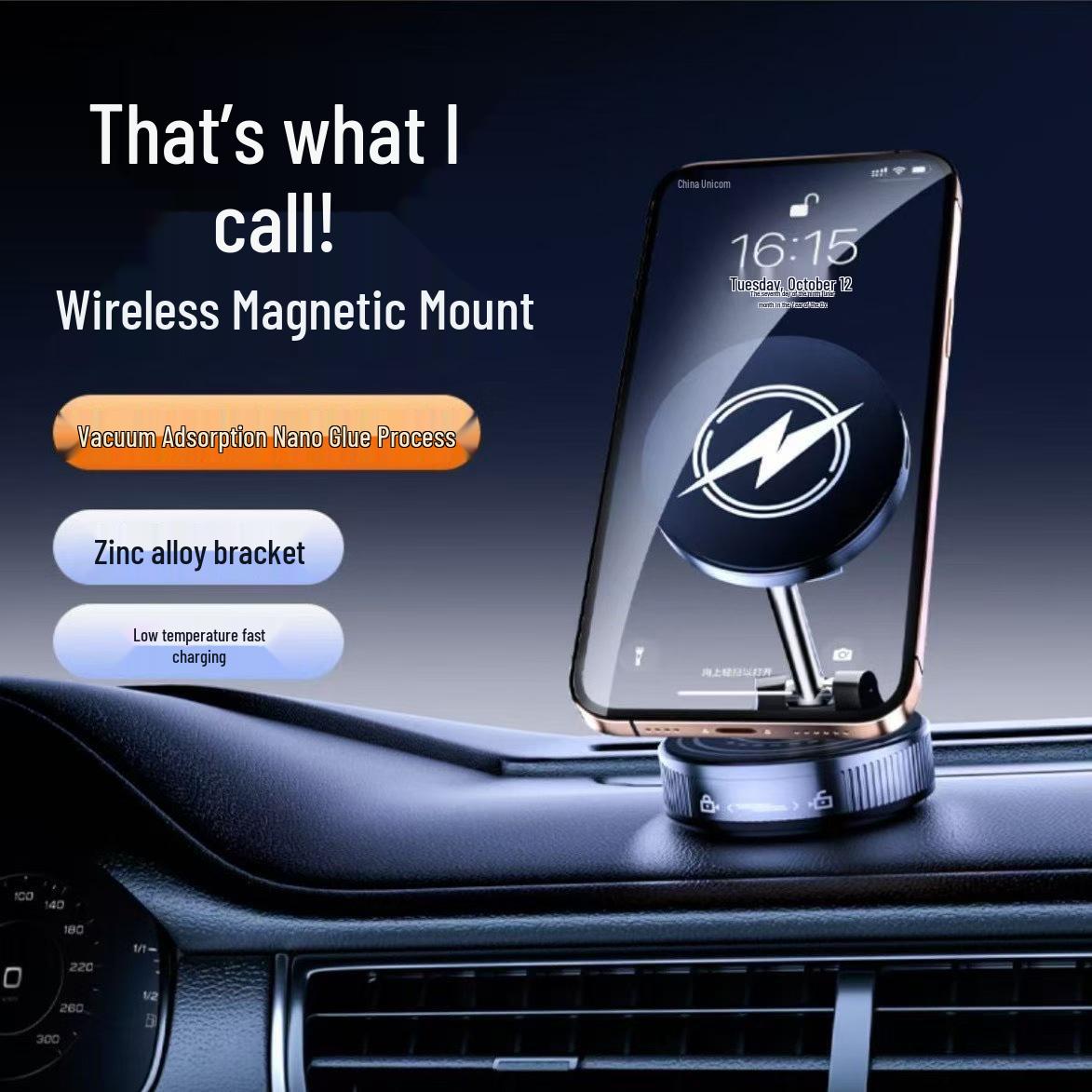 Car Wireless Charger Magnetic Phone Holder - Fast Charging & Navigation