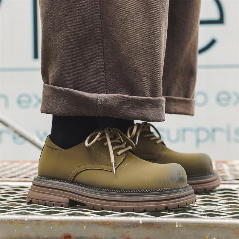 Martin shoes men's thick-soled heightened derby shoes retro old big head shoes men's lace-up low-top shoes 24342-J