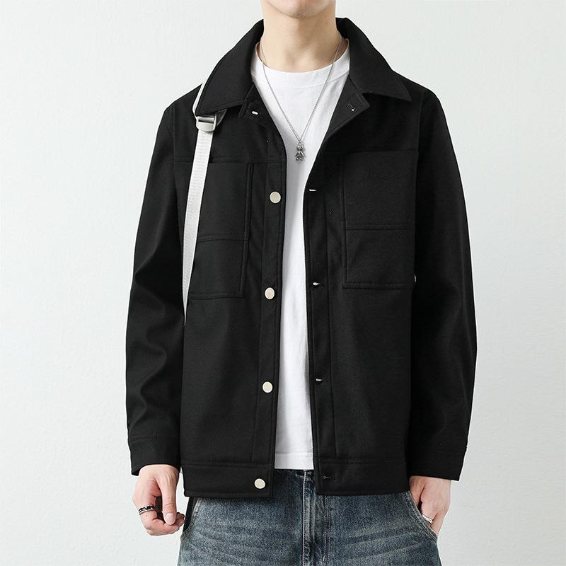 Autumn and Winter New Silhouette Work Jacket Men's Casual Lapel Spring and Autumn Versatile Twill Men's Jacket