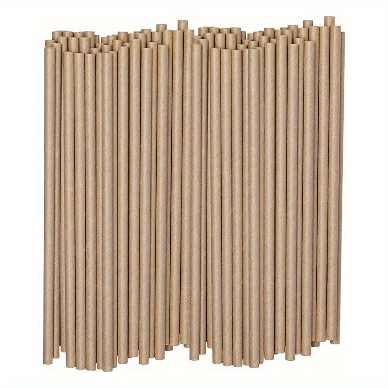 100pcs Disposable Paper Straws, Cowhide Color,Thickened,Flat Mouth,Very Suitable for Various Occasions,Such as Parties, Weddings