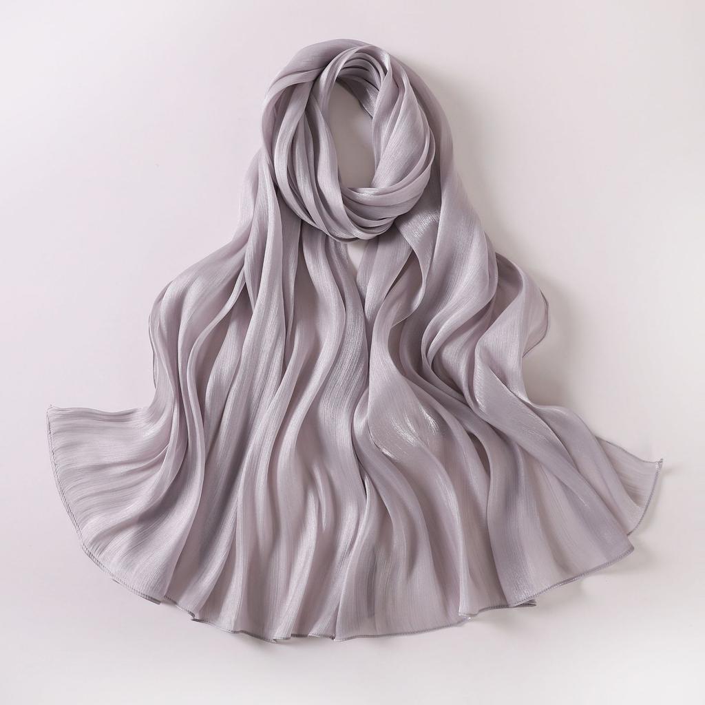Shimmer Silk Hijab Scarf For Women Crinkle Hijabs  Diamond Luxury Medine Silk Veil Muslim Women Shiny Shawl Turban Bandana