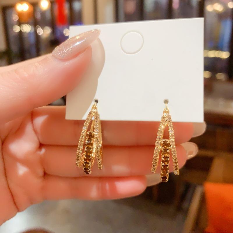 Korean Style Zircon Geometric Square Stud Earrings - Elegant & Versatile Women's Luxury Accessory
