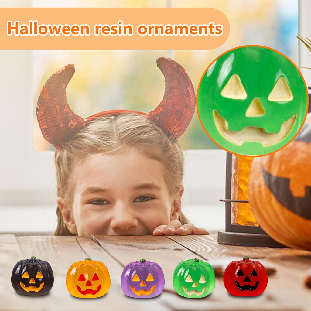 Halloween Dovleac Jack Luminos Rășină DIY Artizanat Decor de Birou Creativ Micro Peisaj/ Ornamente Mici