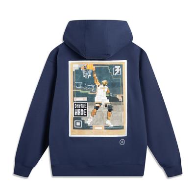 Li Ning Wade Series Letter Print Comfortable Breathable Versatile Casual Hoodie Men Hoodies Deep-Navy AWDUG87-1