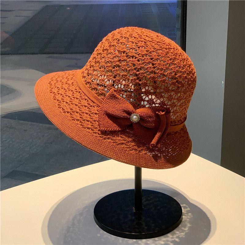 Hat Women's Basin Hat Sun Hat Crochet Hollow Sunscreen Mesh Breathable Cool Hat Sun Hat Spring and Summer