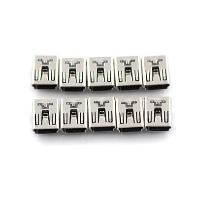10Pcs Mini Usb Female 5 Pin Type B Right Angle Pcb Socket Connector 2 Legs Diy