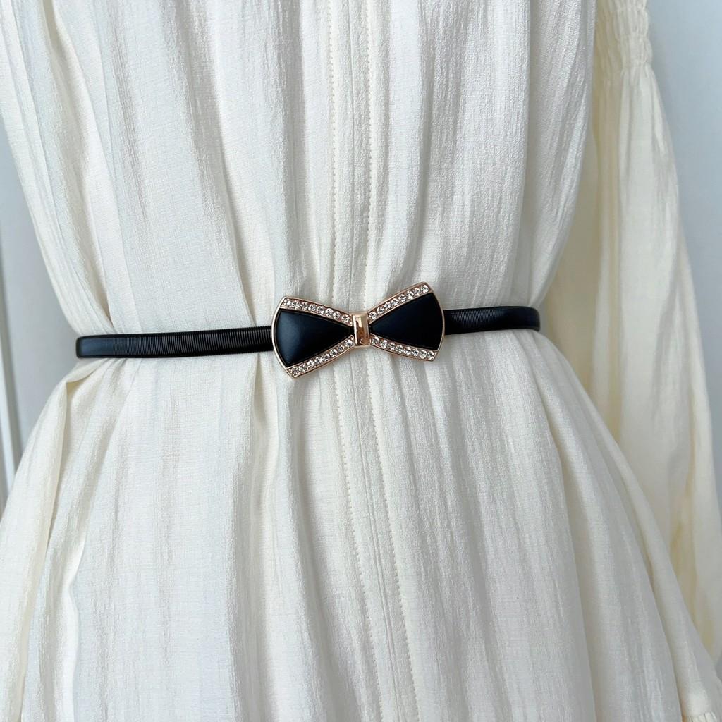 Fashionable Women's Slim Waist Belt With Stylish Metal Chain Buckle Perfect For Everyday Wear In Various Elegant Colors