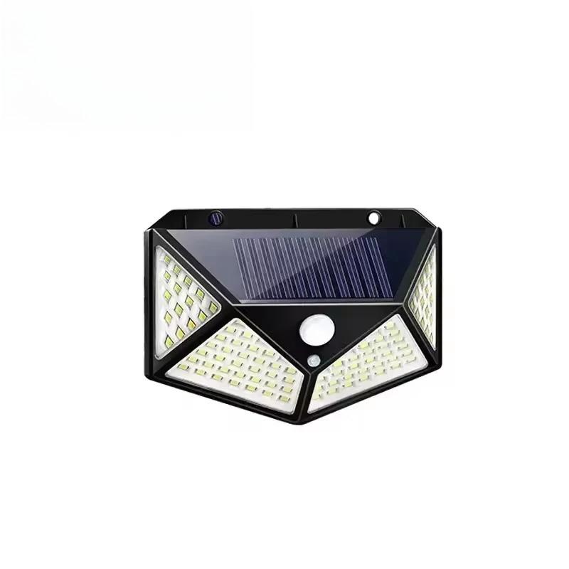 

100 LED Solar Outdoor Motion Sensor Light Four-sided Charging Pathway Wall Light Solar Energy Saving Light Street Garden Lamp