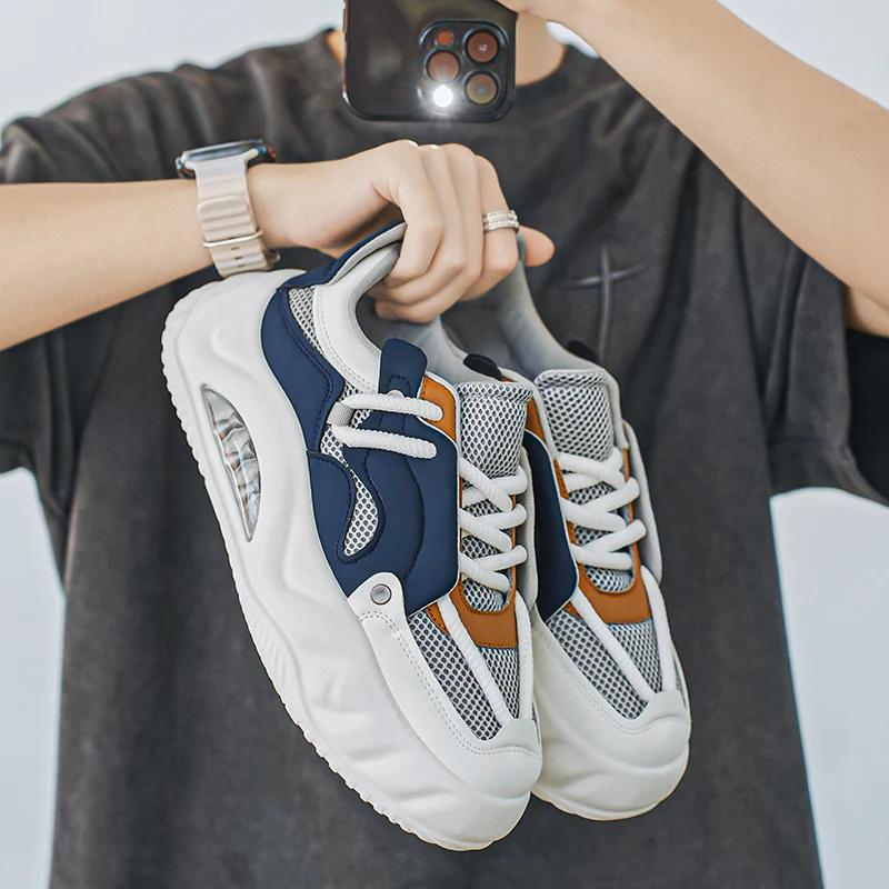 

Мужская обувь 2024 года, новый тренд, модная сетчатая дышащая тонкая спортивная и повседневная обувь на толстой подошве, износостойкая модная обувь 39