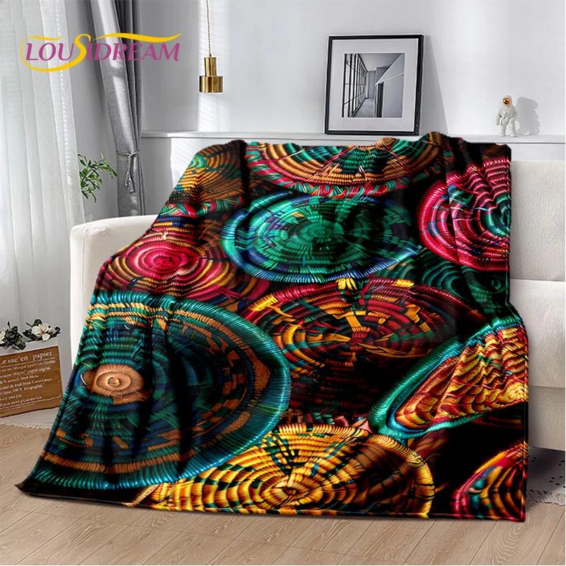3D Ethiopia Colorful Flower Woven Art Baskets Mandala Soft Plush Blanket,Flannel Throw Blanket for Living Room Bedroom Bed Sofa