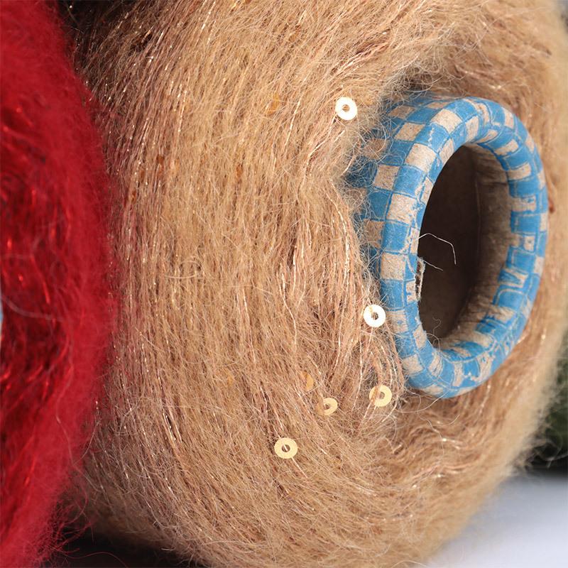 300g Soft Natural Colorful Plush Mohair Sequin Yarn for Knitting Ice Silk Metallized Yarn Weave Crochet Sewing Thread