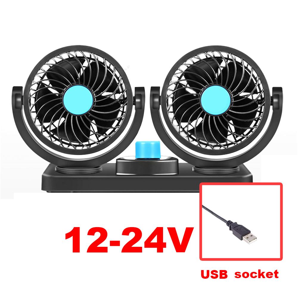 24V 12V 360 Degree All-Round Adjustable Car Auto Air Cooling Dual Head Fan Low Noise Car Auto Cooler Air Fan Car Fan Accessories