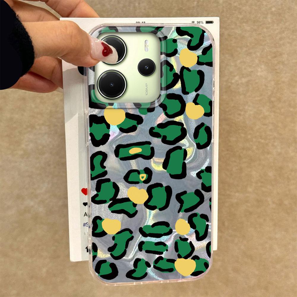Handyhülle mit Leopardenmuster und Wassertextur für Xiaomi Redmi 13C 14C A1 A3 A4 A3X Note 14 13 12 11 11S Pro Hülle Silikon Rückseite