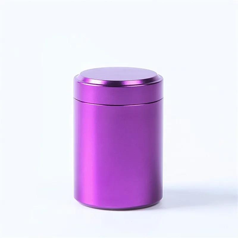 Mini Tea Can Metal Box Aluminum Alloy Portable Sealed Jar Travel Moisture-proof Solid Color Nut Candy Food Storage Container
