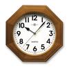 Santel Made In Japan Natural Wood Simple Octagonal Wall Clock Brown Radio-Controlled (Arabic Characters) QL730A-BR