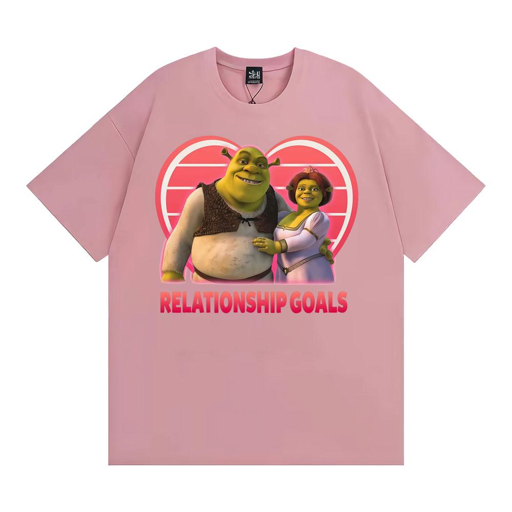Fashion Shrek and Fiona Relationship Goals Meme T Shirt Funny Couples Cartoon Tshirts Fashion Humor Cozy High Quality Tshirt