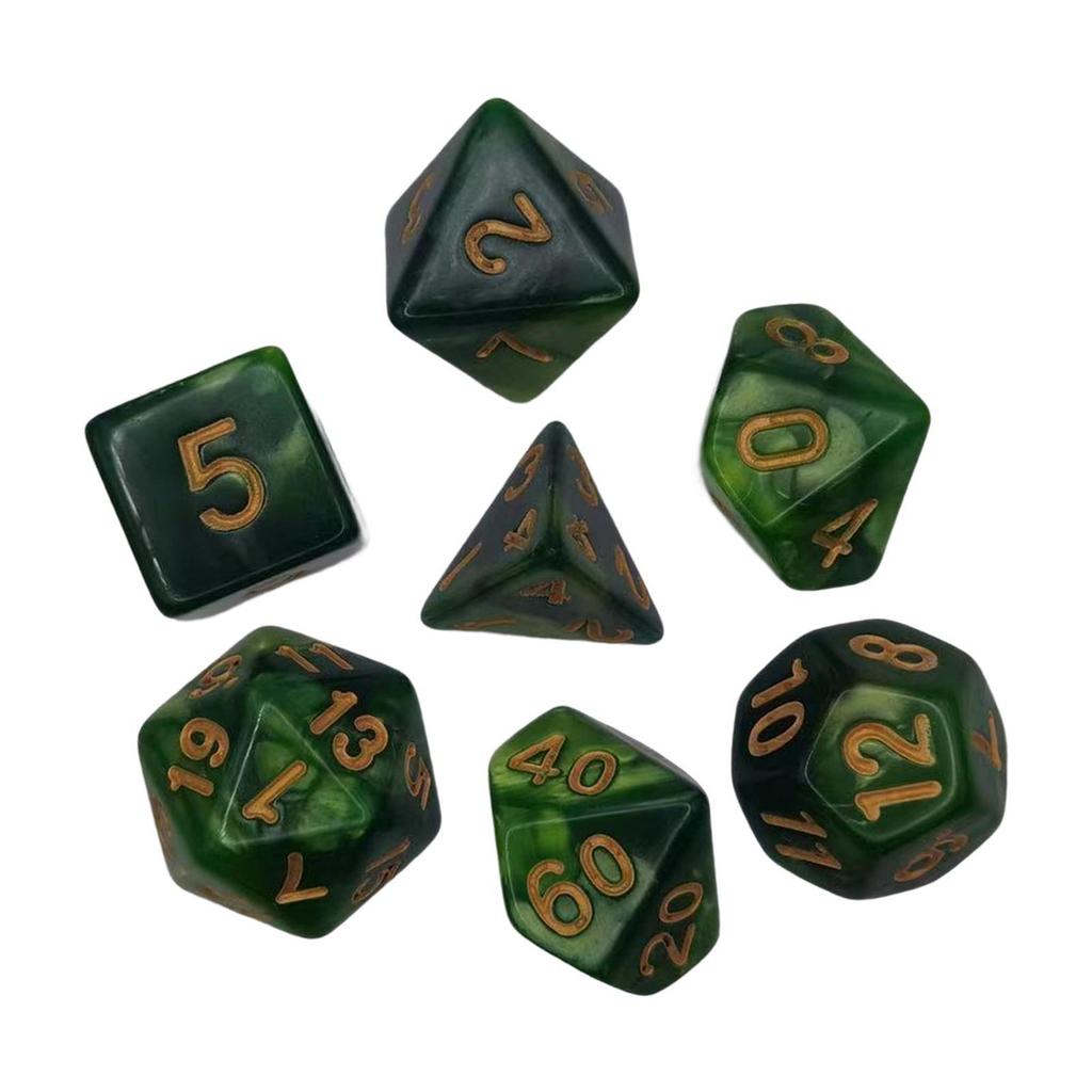 Colorful Set of 7 Polyhedral Dices for Interactive Math Teaching and Bar Table Games