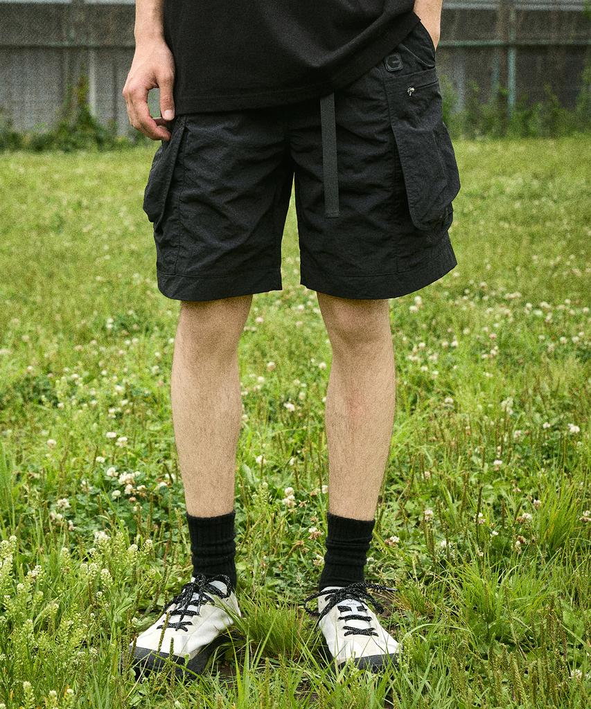 Kaempeusaideu Slingside Cargo Half Pants Black Csp104