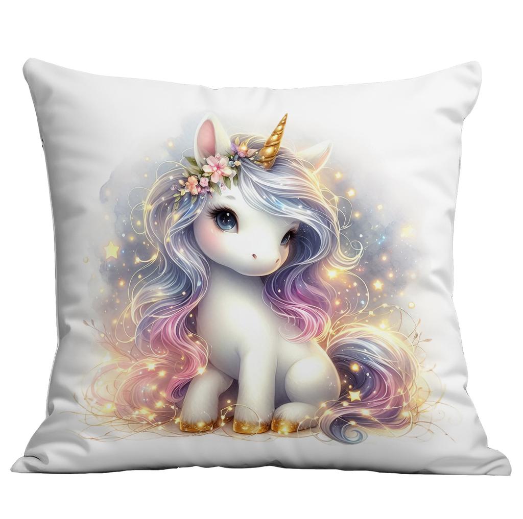 New Short Plush Pillow Cover Cute Cartoon Unicorn Printed Pillow Cover Sofa Cushion Pillow Cover Premium Durable
